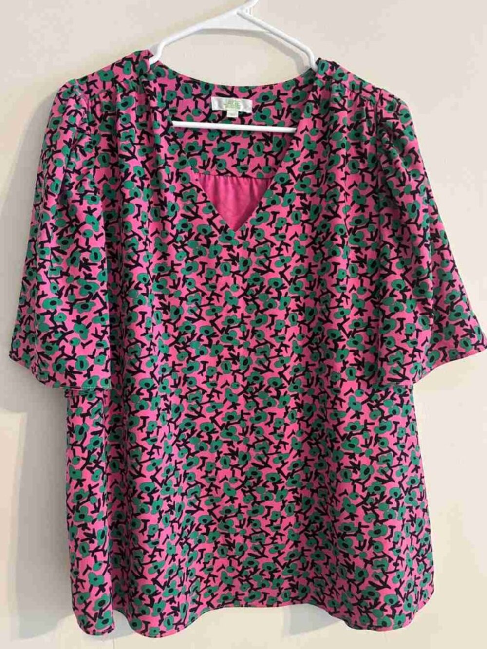 Women’s Pink Abstract Floral Flowy Blouse